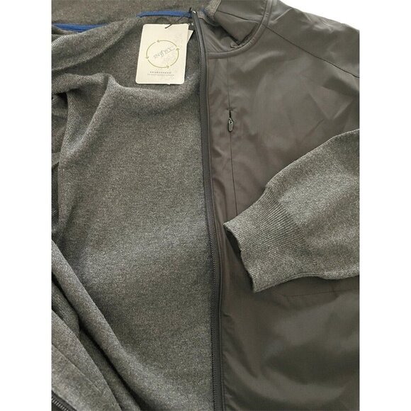 Perry Ellis Motion 1 Full Zip Mock Gray Sweater Jacket Black Front Men’s Medium - Picture 6 of 9